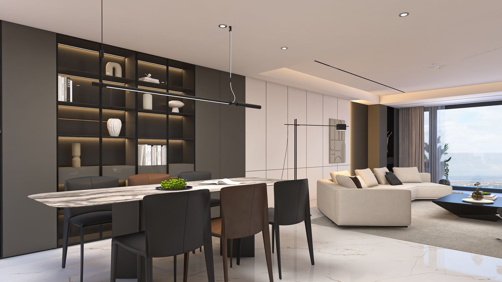 Burj Quaid open dining and living space